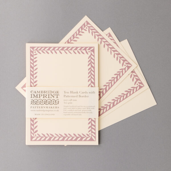 Cambridge Imprint 10 Blank Postcards with Pink Patterned Border
