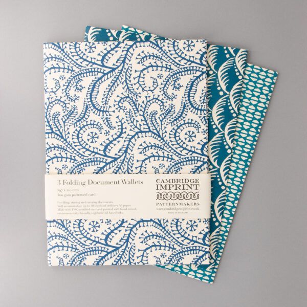 Cambridge Imprint 3 x Blue Folding Document Wallets