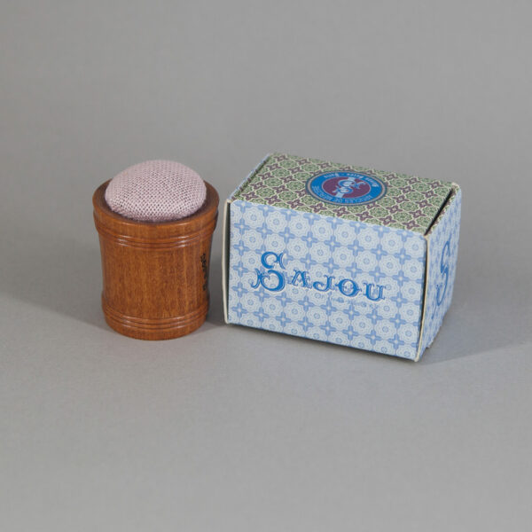 Wooden Pin Cushion Pink Linen