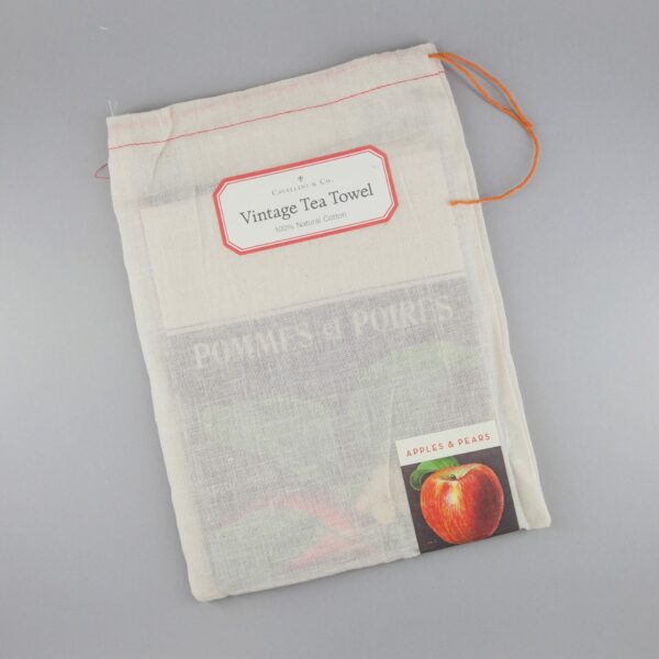 Apples and pears tea towel