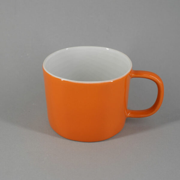 Orange hand painted stoneware mug